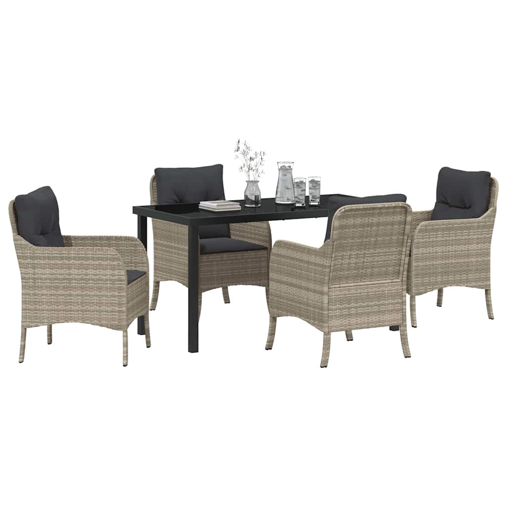 Have Spisebordssæt med pude 5 pcs Lysegrå polyrattan