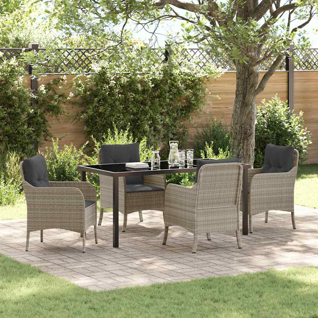 Have Spisebordssæt med pude 5 pcs Lysegrå polyrattan