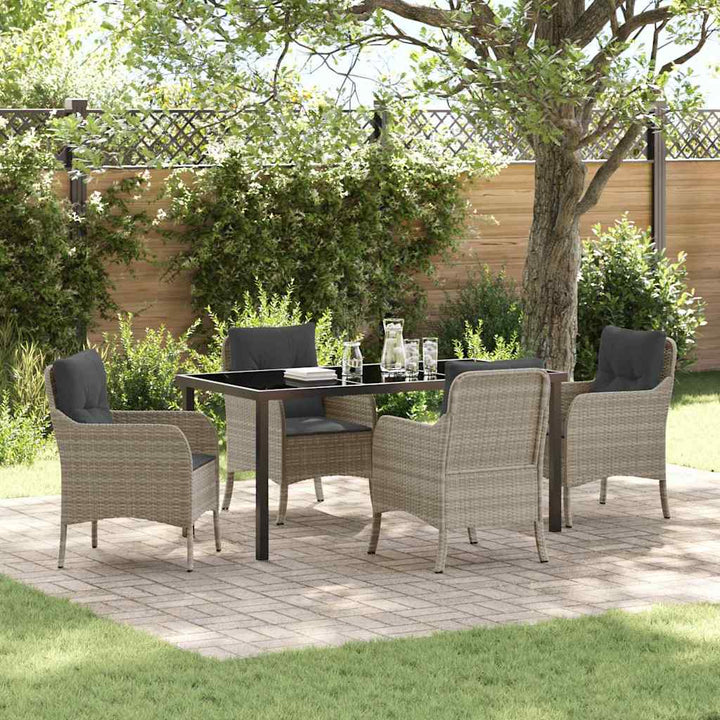 Have Spisebordssæt med pude 5 pcs Lysegrå polyrattan