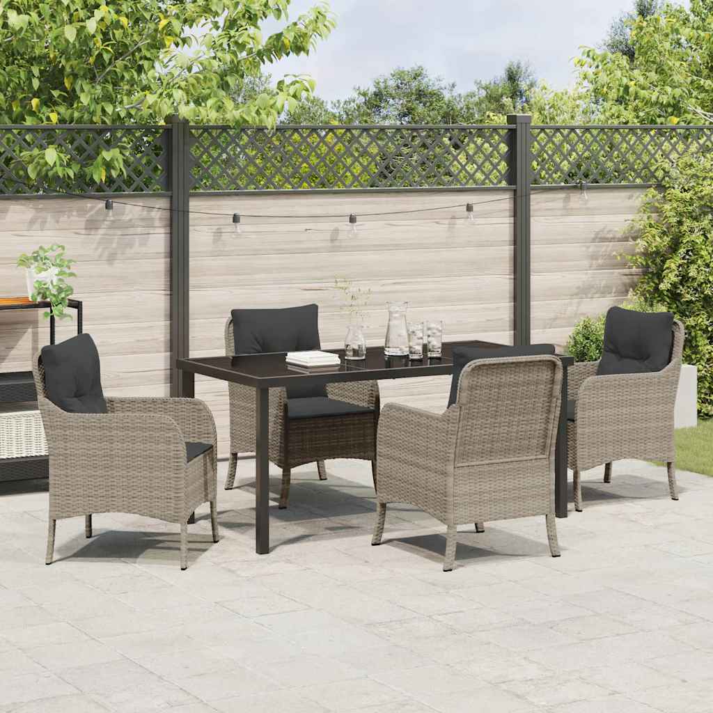 Have Spisebordssæt med pude 5 pcs Lysegrå polyrattan