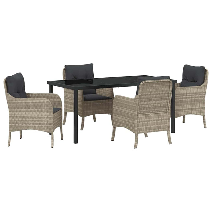 Have Spisebordssæt med pude 5 pcs Lysegrå polyrattan