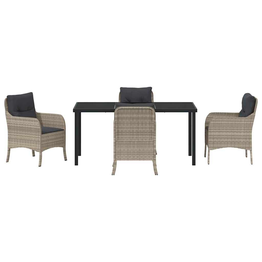 Have Spisebordssæt med pude 5 pcs Lysegrå polyrattan