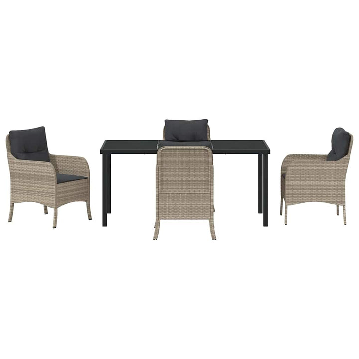 Have Spisebordssæt med pude 5 pcs Lysegrå polyrattan