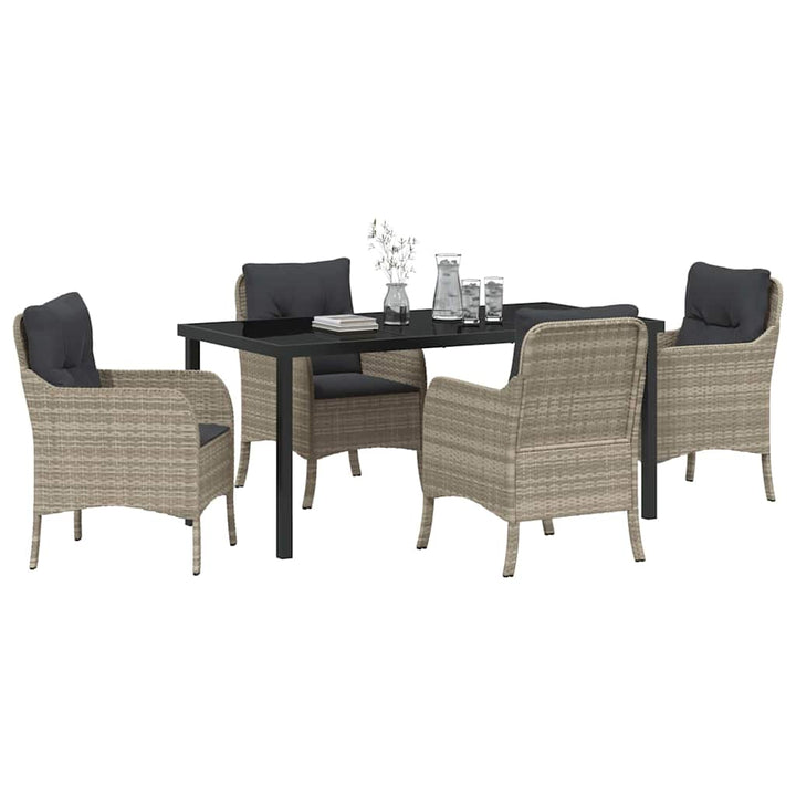 Have Spisebordssæt med pude 5 pcs Lysegrå polyrattan