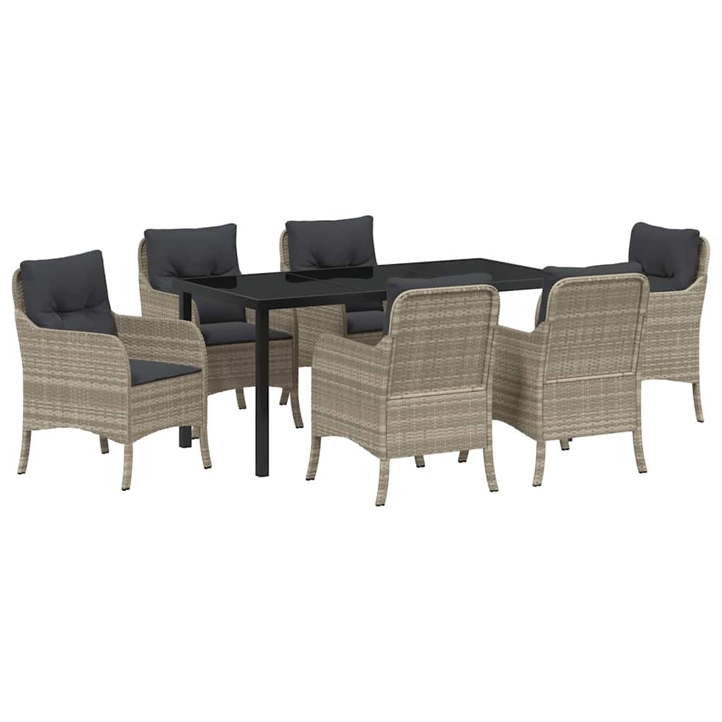Have Spisebordssæt med pude 7 pcs Lysegrå polyrattan
