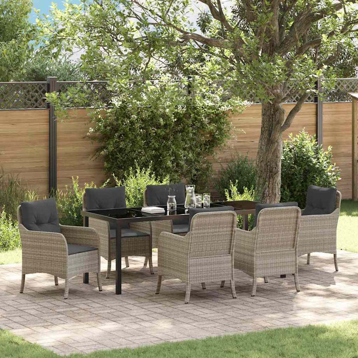 Have Spisebordssæt med pude 7 pcs Lysegrå polyrattan