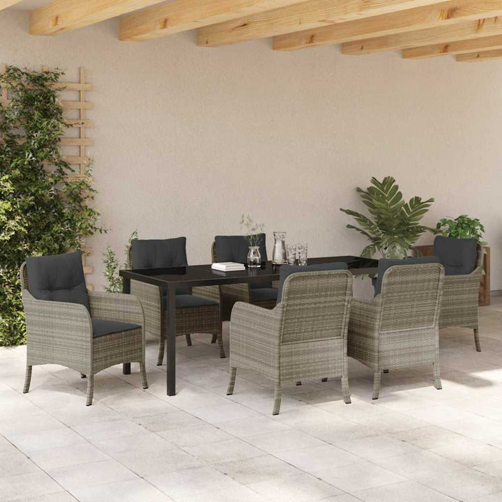 Have Spisebordssæt med pude 7 pcs Lysegrå polyrattan