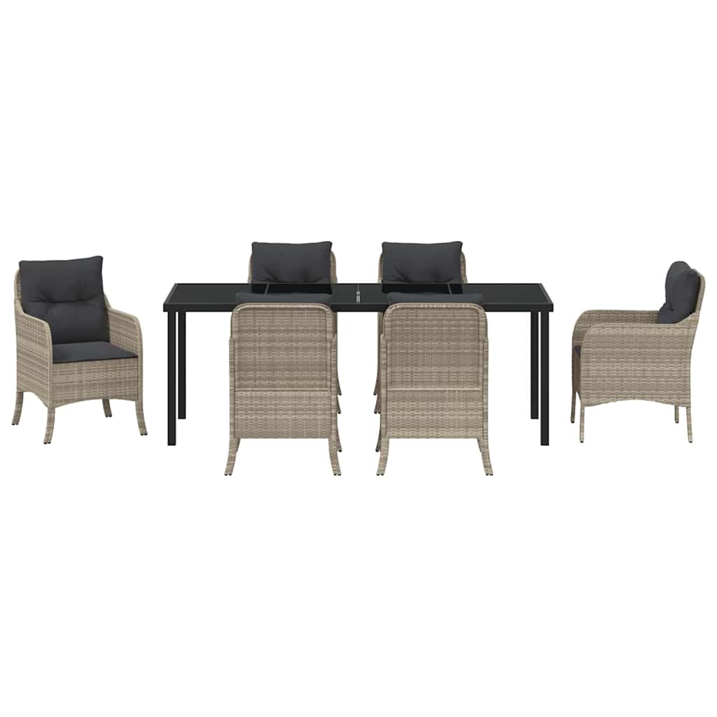 Have Spisebordssæt med pude 7 pcs Lysegrå polyrattan