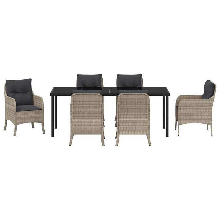 Have Spisebordssæt med pude 7 pcs Lysegrå polyrattan