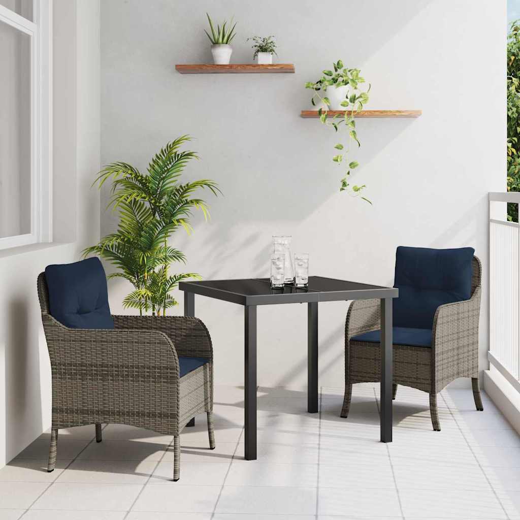 Have Spisebordssæt med pude 3 pcs Grå polyrattan