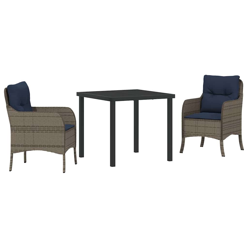 Have Spisebordssæt med pude 3 pcs Grå polyrattan