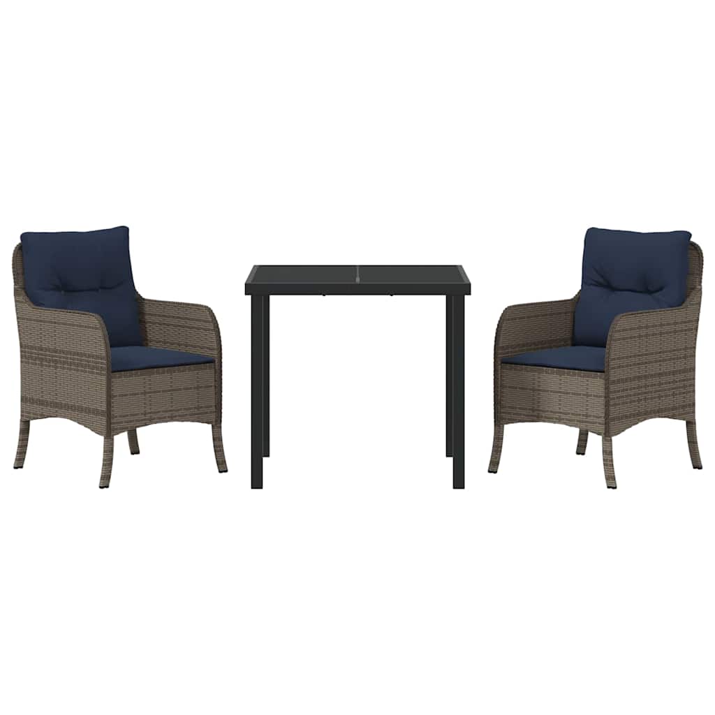 Have Spisebordssæt med pude 3 pcs Grå polyrattan