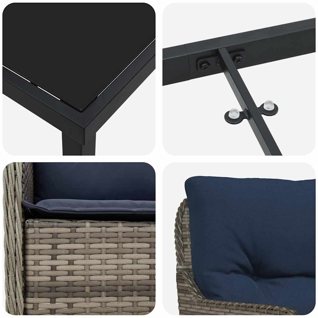Have Spisebordssæt med pude 5 pcs Grå polyrattan