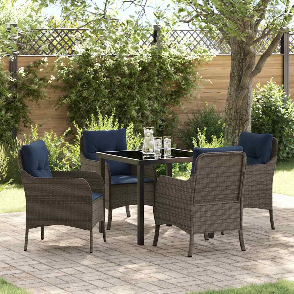 Have Spisebordssæt med pude 5 pcs Grå polyrattan