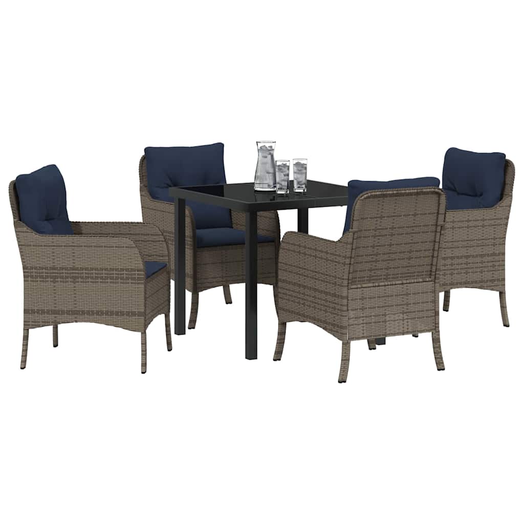 Have Spisebordssæt med pude 5 pcs Grå polyrattan