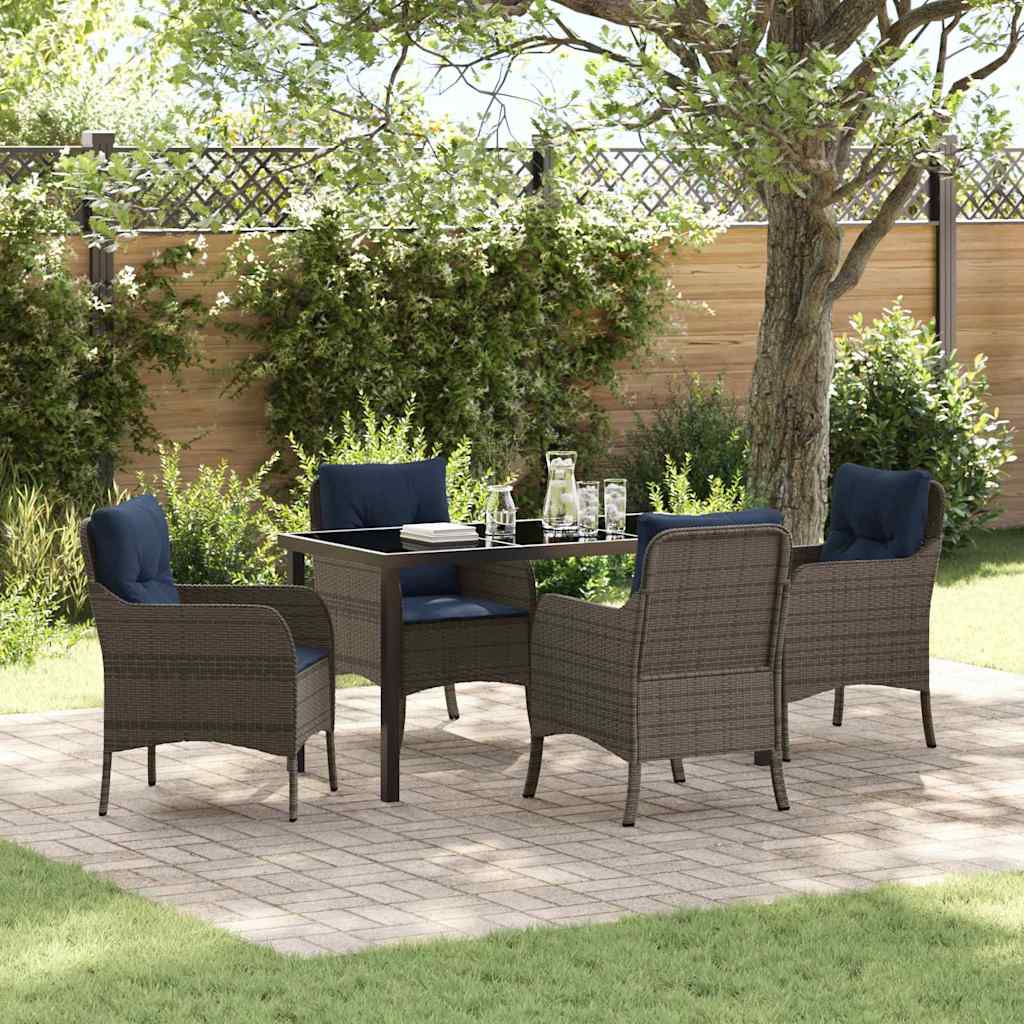 Have Spisebordssæt med pude 5 pcs Grå polyrattan