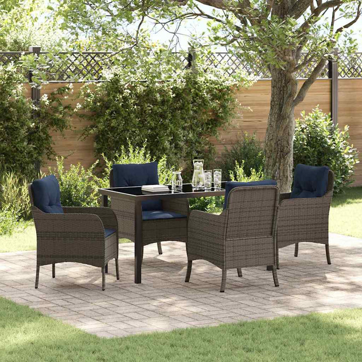 Have Spisebordssæt med pude 5 pcs Grå polyrattan