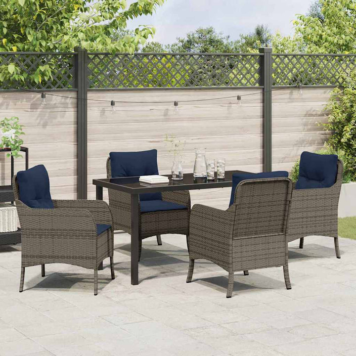 Have Spisebordssæt med pude 5 pcs Grå polyrattan