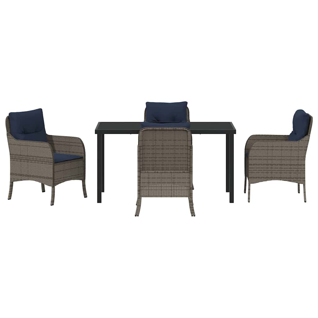 Have Spisebordssæt med pude 5 pcs Grå polyrattan
