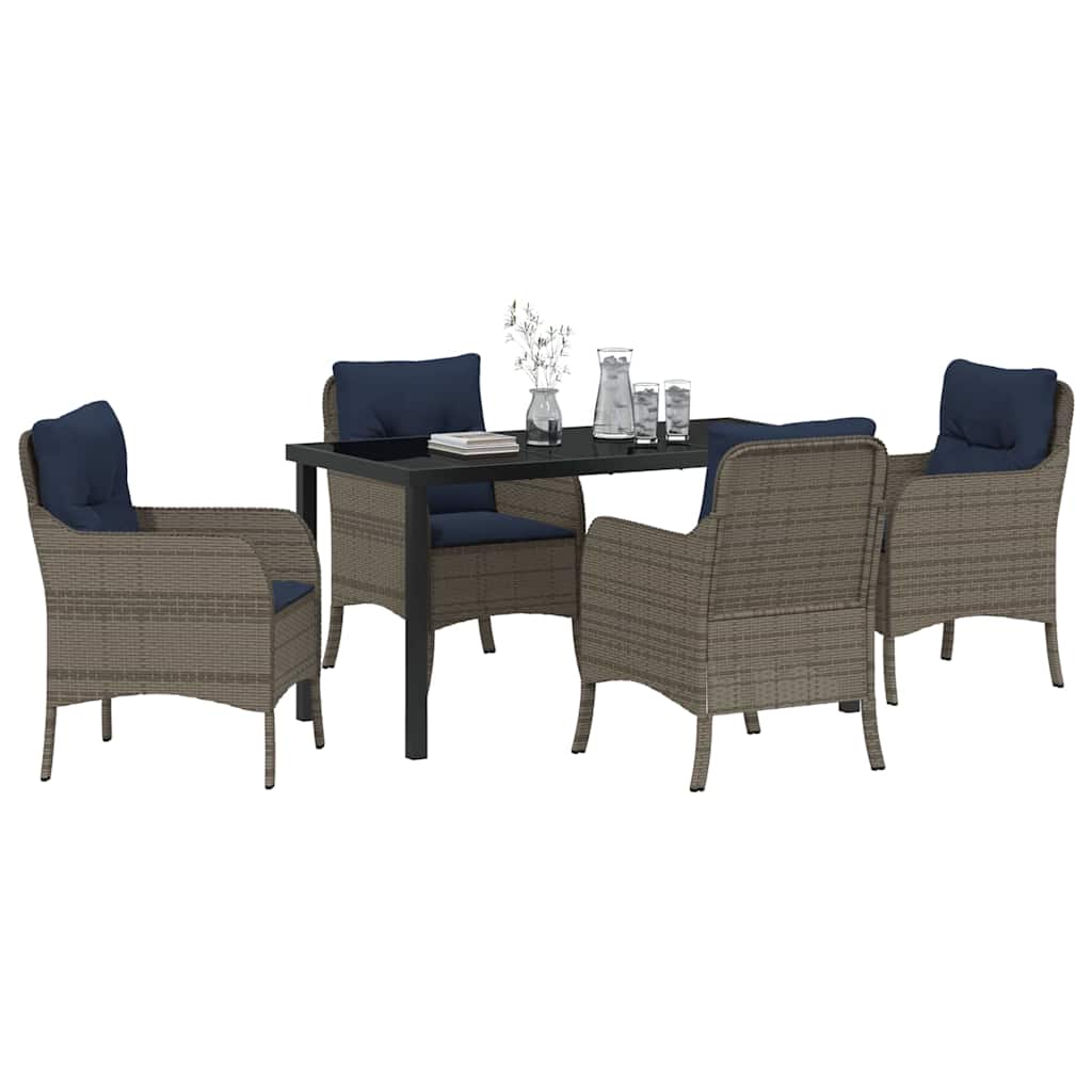 Have Spisebordssæt med pude 5 pcs Grå polyrattan