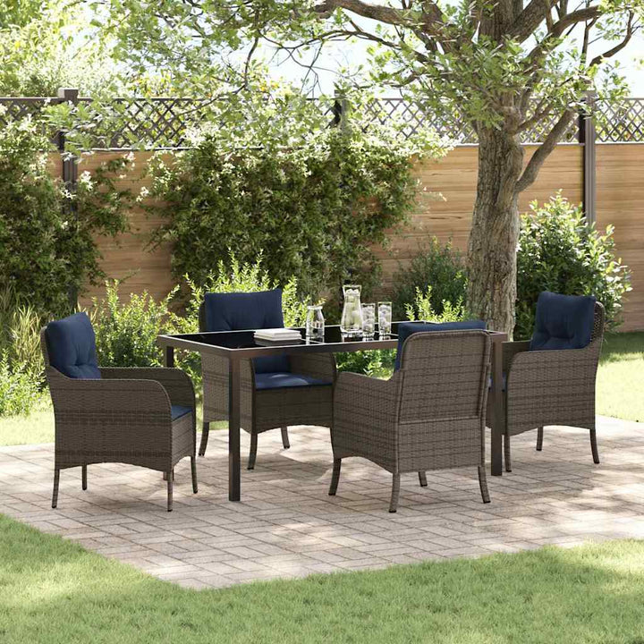 Have Spisebordssæt med pude 5 pcs Grå polyrattan