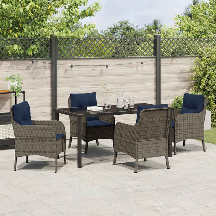 Have Spisebordssæt med pude 5 pcs Grå polyrattan