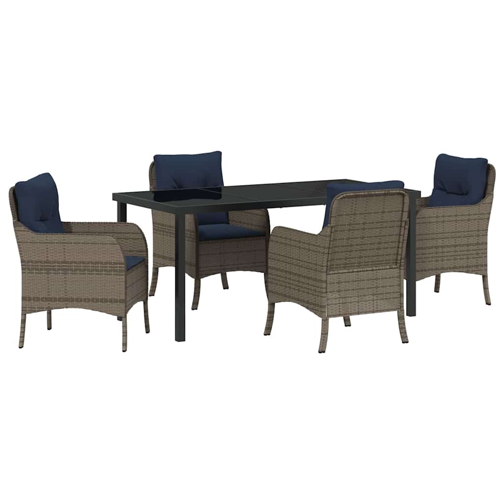 Have Spisebordssæt med pude 5 pcs Grå polyrattan