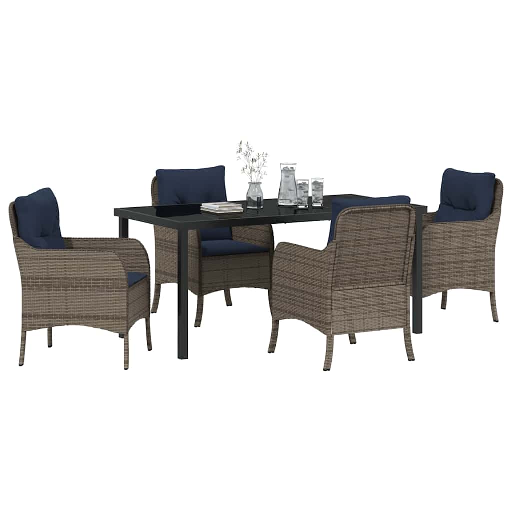 Have Spisebordssæt med pude 5 pcs Grå polyrattan