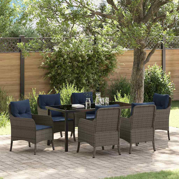 Have Spisebordssæt med pude 7 pcs Grå polyrattan
