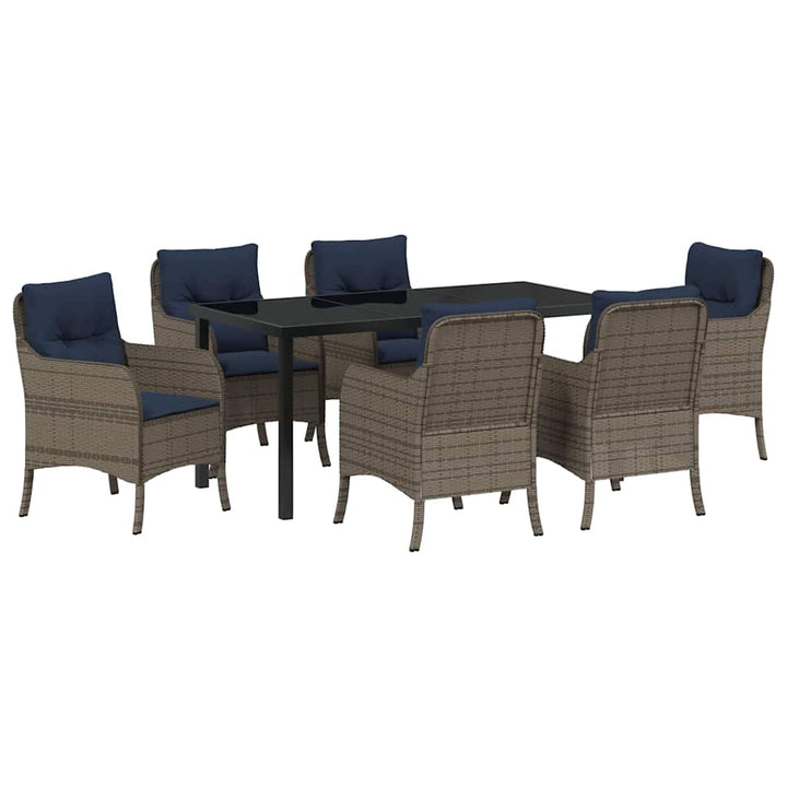 Have Spisebordssæt med pude 7 pcs Grå polyrattan
