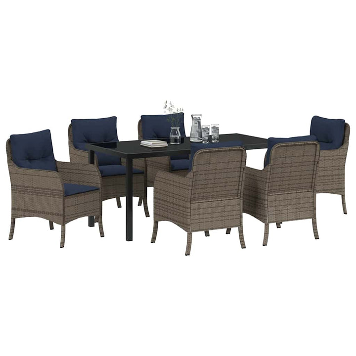 Have Spisebordssæt med pude 7 pcs Grå polyrattan