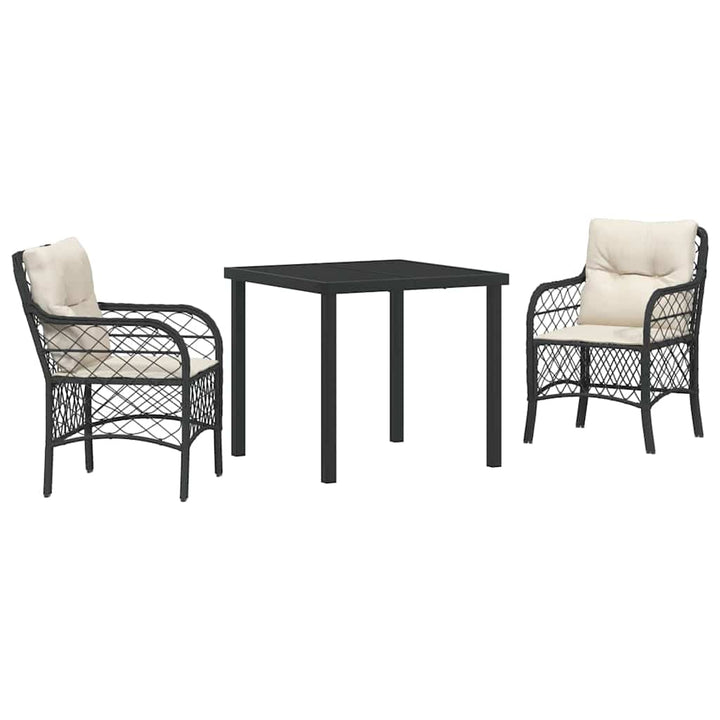 Have Spisebordssæt med pude 3 pcs Sort polyrattan