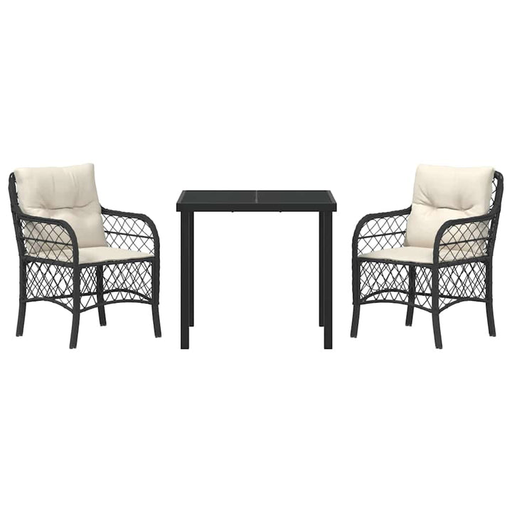Have Spisebordssæt med pude 3 pcs Sort polyrattan