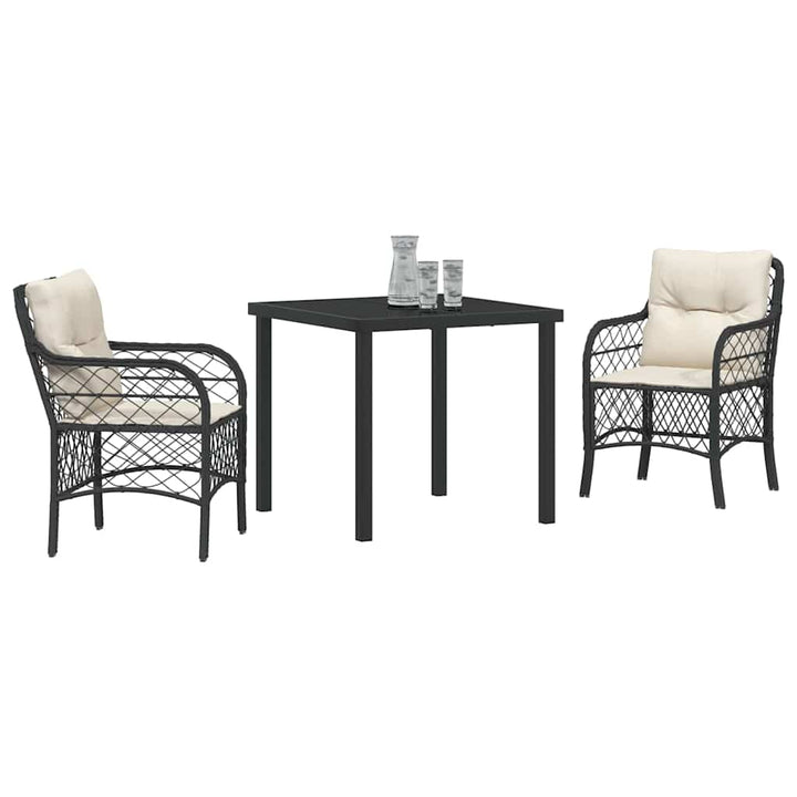 Have Spisebordssæt med pude 3 pcs Sort polyrattan