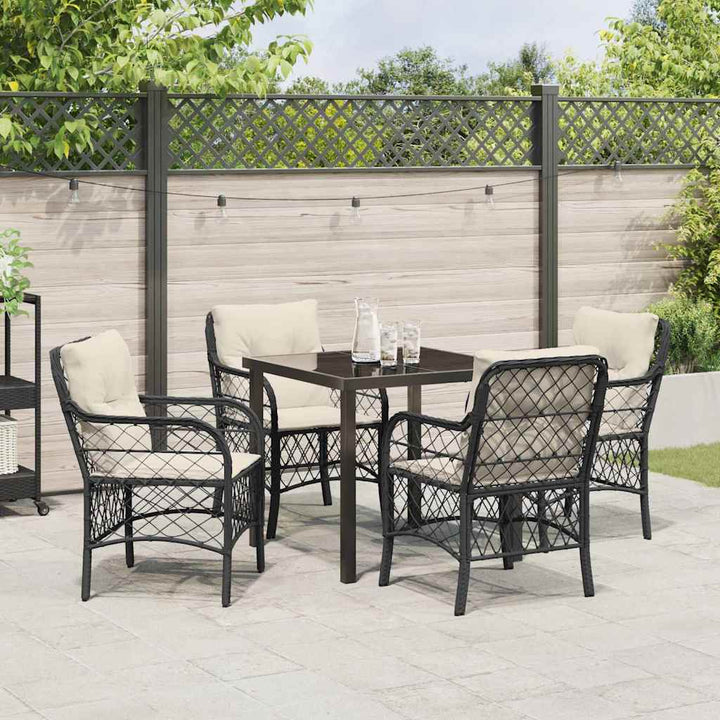 Have Spisebordssæt med pude 5 pcs Sort polyrattan