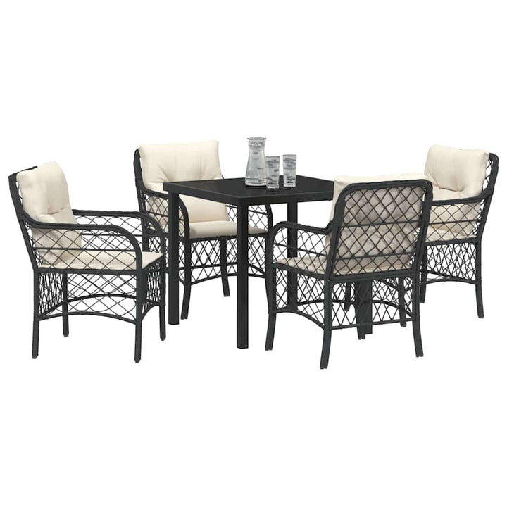 Have Spisebordssæt med pude 5 pcs Sort polyrattan