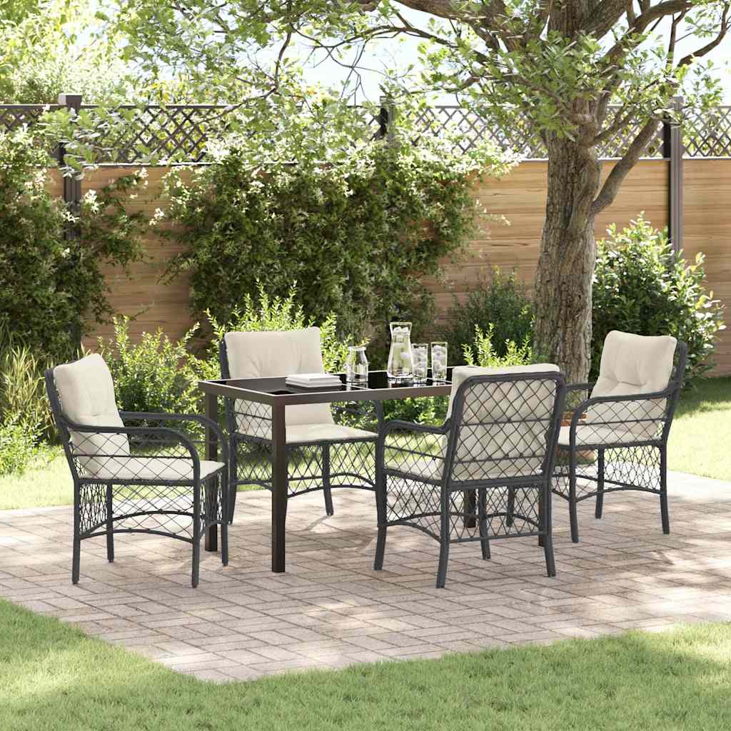 Have Spisebordssæt med pude 5 pcs Sort polyrattan
