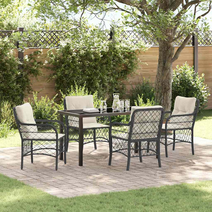 Have Spisebordssæt med pude 5 pcs Sort polyrattan