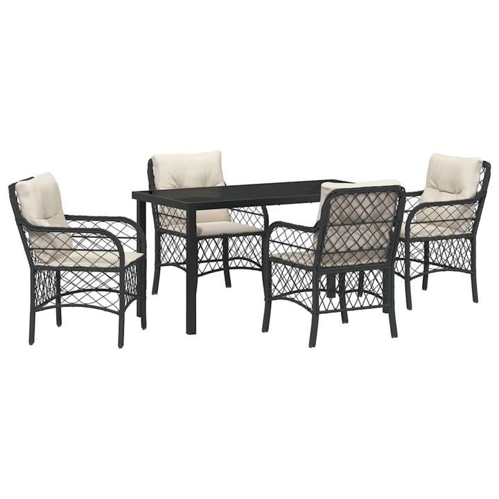 Have Spisebordssæt med pude 5 pcs Sort polyrattan