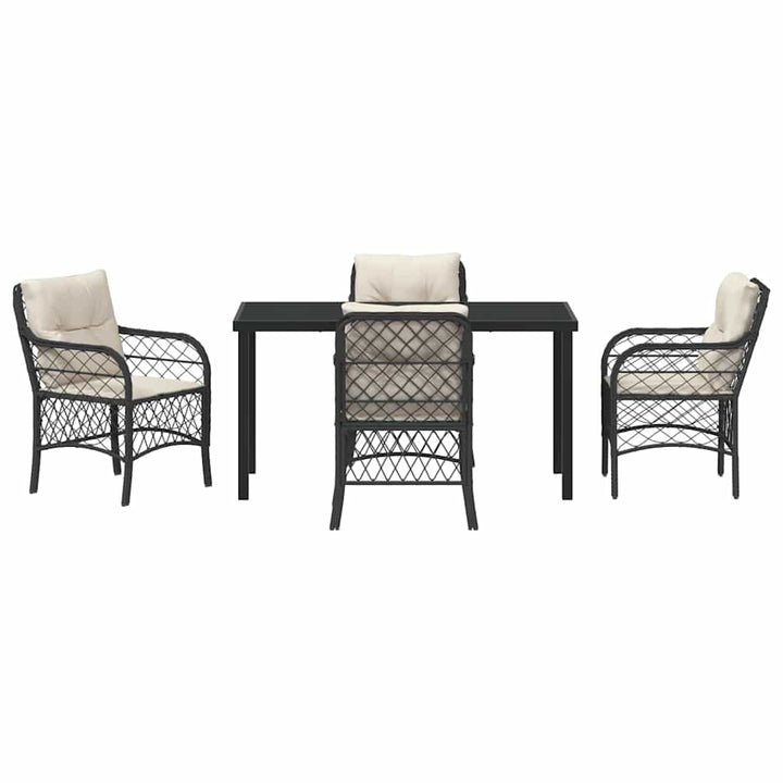 Have Spisebordssæt med pude 5 pcs Sort polyrattan