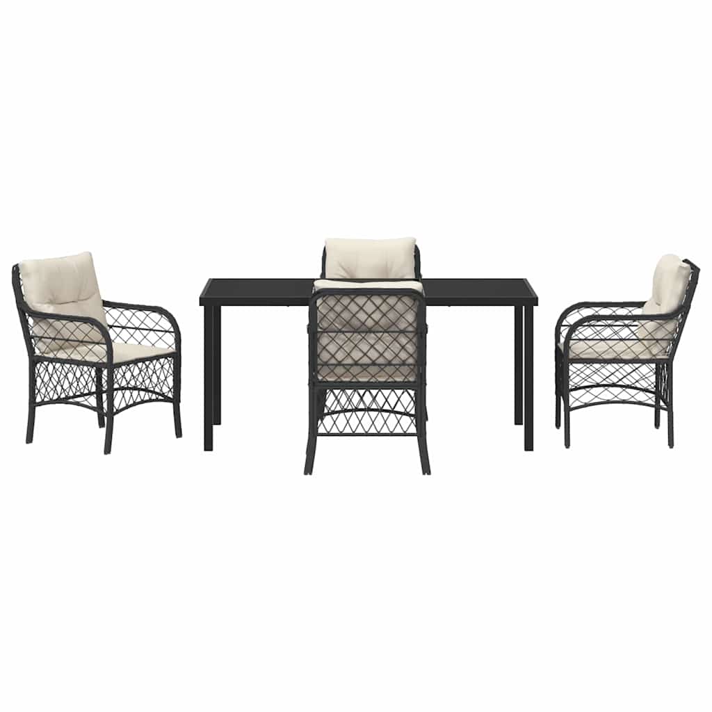 Have Spisebordssæt med pude 5 pcs Sort polyrattan