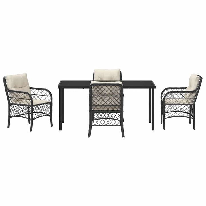 Have Spisebordssæt med pude 5 pcs Sort polyrattan