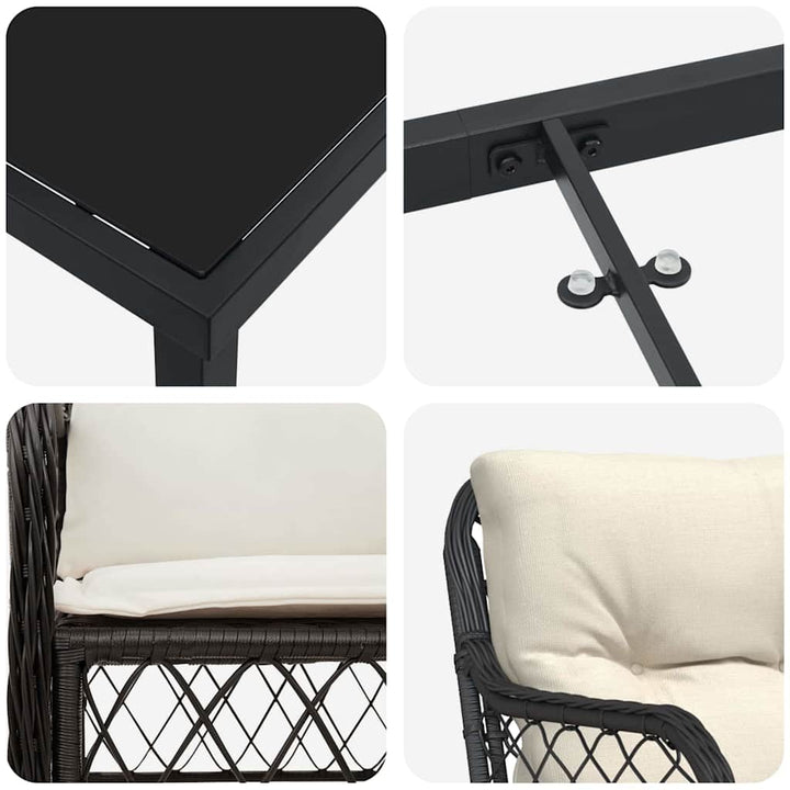 Have Spisebordssæt med pude 7 pcs Sort polyrattan
