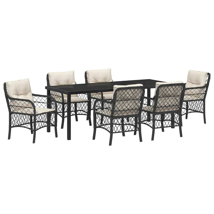 Have Spisebordssæt med pude 7 pcs Sort polyrattan