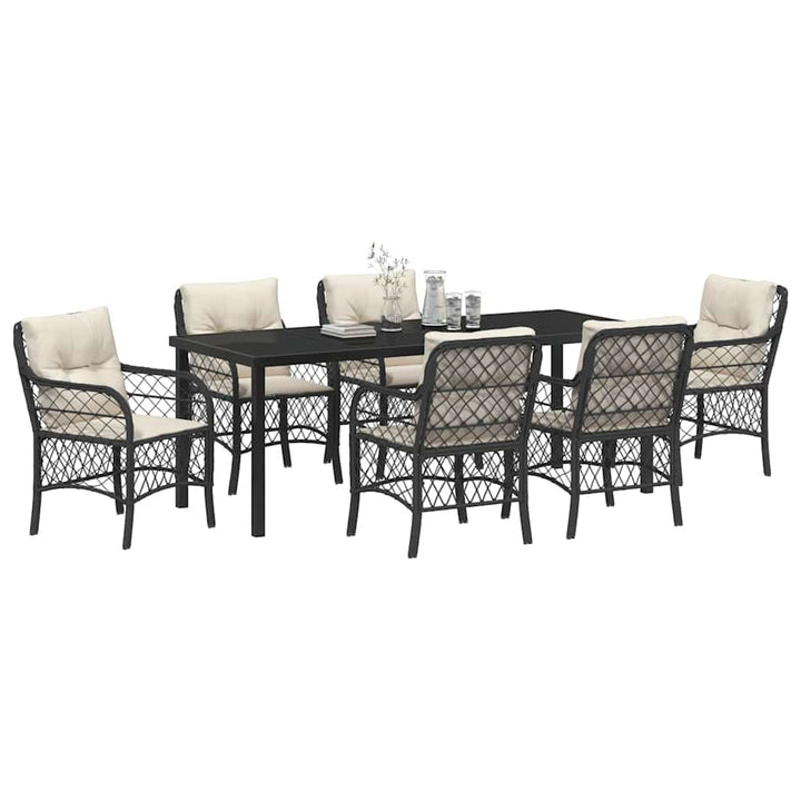 Have Spisebordssæt med pude 7 pcs Sort polyrattan