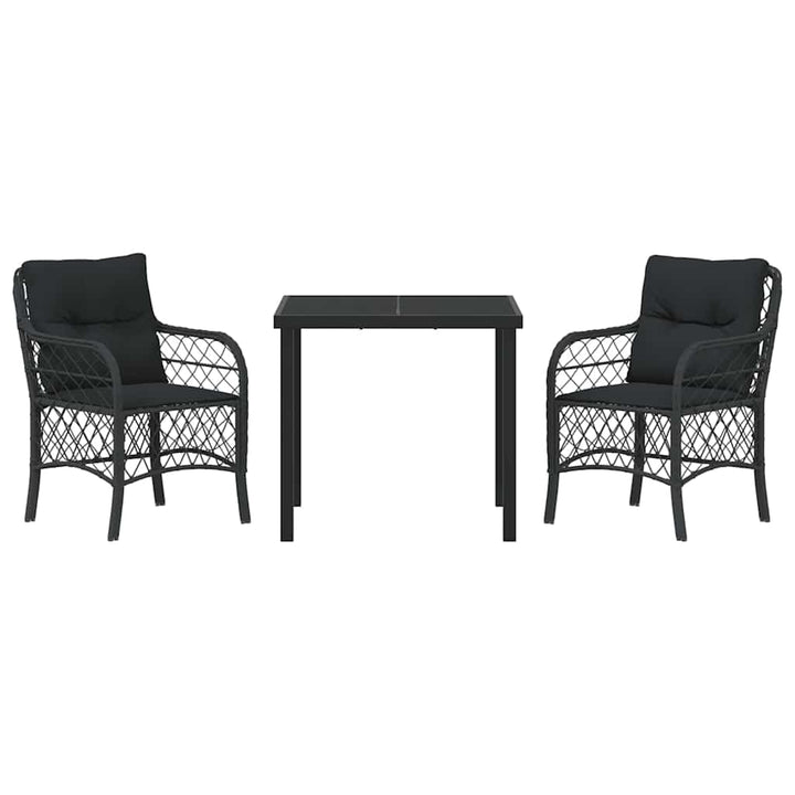Have Spisebordssæt med pude 3 pcs Sort polyrattan