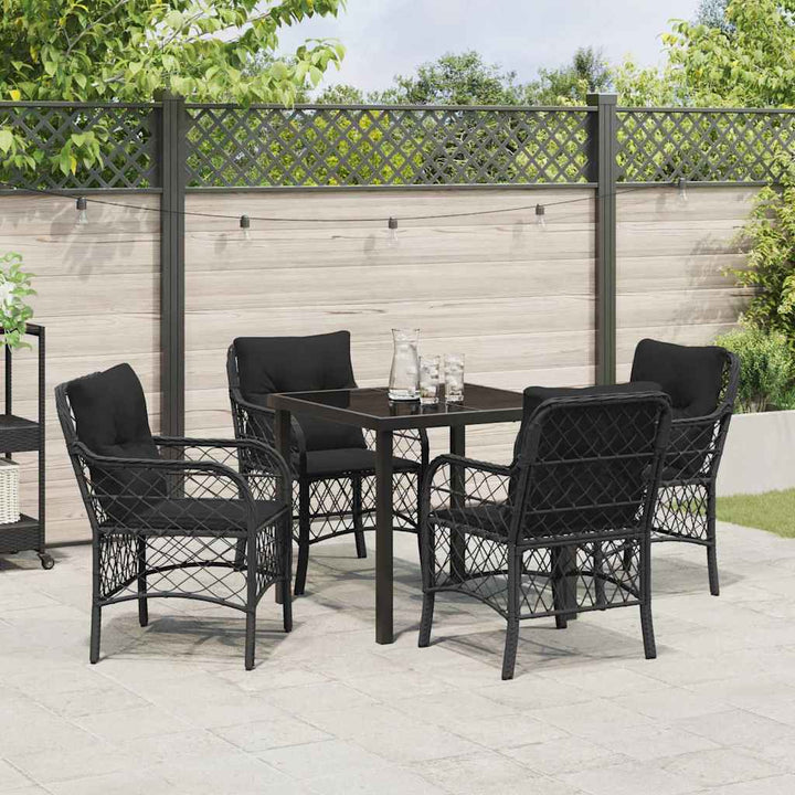 Have Spisebordssæt med pude 5 pcs Sort polyrattan