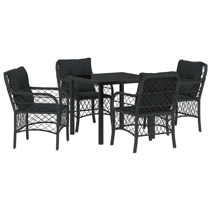 Have Spisebordssæt med pude 5 pcs Sort polyrattan