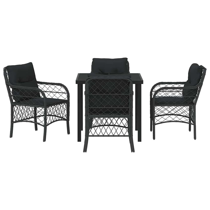Have Spisebordssæt med pude 5 pcs Sort polyrattan