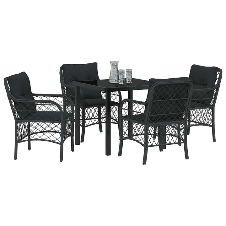 Have Spisebordssæt med pude 5 pcs Sort polyrattan